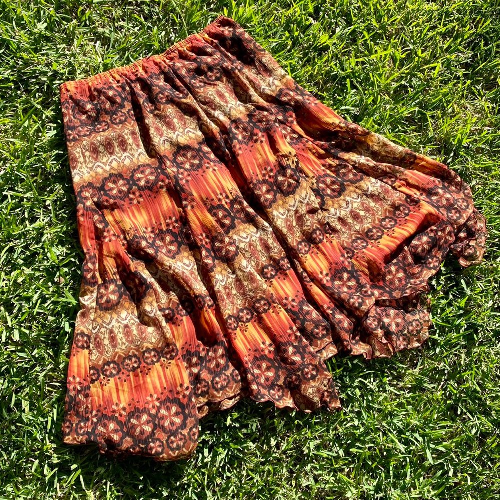 Vintage Y2K floral flutter asymmetrical midi skirt